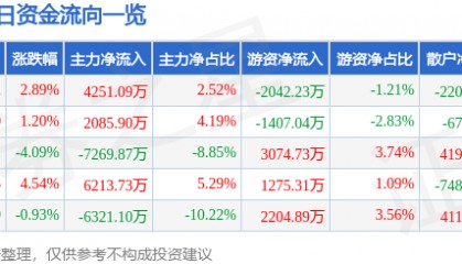 省广集团（002400）5月13日主力资金净买入4251.09万元
