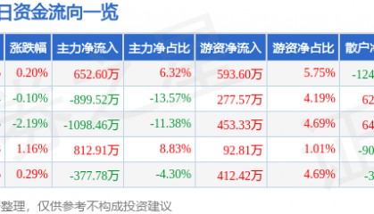 股票行情快报：森远股份（300210）9月25日主力资金净买入652.60万元