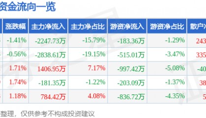 股票行情快报：新北洋（002376）2月13日主力资金净卖出2247.73万元