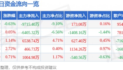 股票行情快报：首都在线（300846）8月21日主力资金净卖出9715.40万元