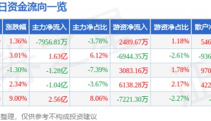 股票行情快报：首都在线（300846）8月28日主力资金净卖出7956.81万元
