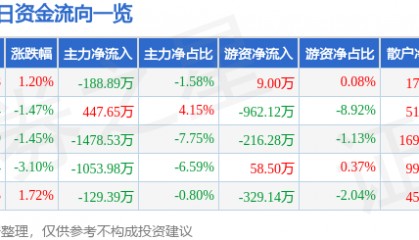 股票行情快报：华纺股份（600448）9月1日主力资金净卖出188.89万元