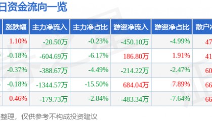 股票行情快报：森远股份（300210）8月1日主力资金净卖出20.50万元