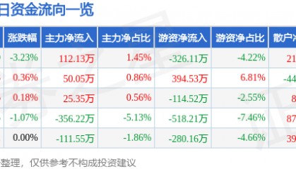 股票行情快报：中兴商业（000715）6月13日主力资金净买入112.13万元