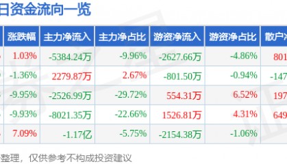 股票行情快报：常铝股份（002160）2月4日主力资金净卖出5384.24万元